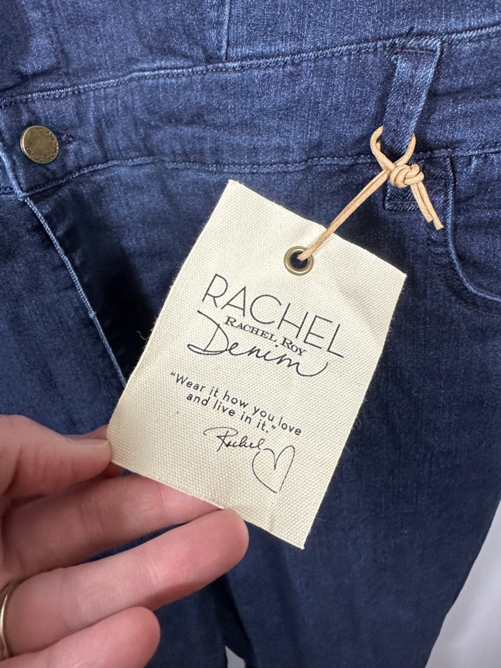 RACHEL Rachel Roy Dark Indigo Cropped Skinny Denim Overalls Plus Size 24 NWT - Picture 8 of 11